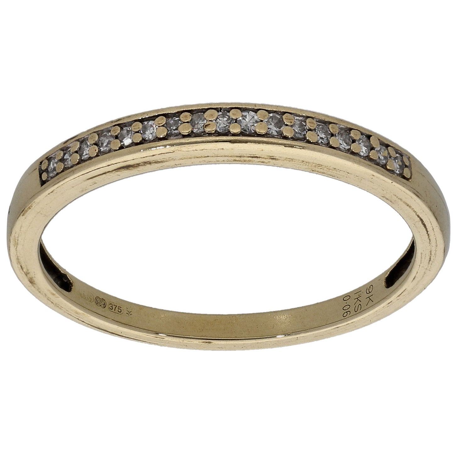 9ct Gold 0.06ct Diamond Half Eternity Ring Size O