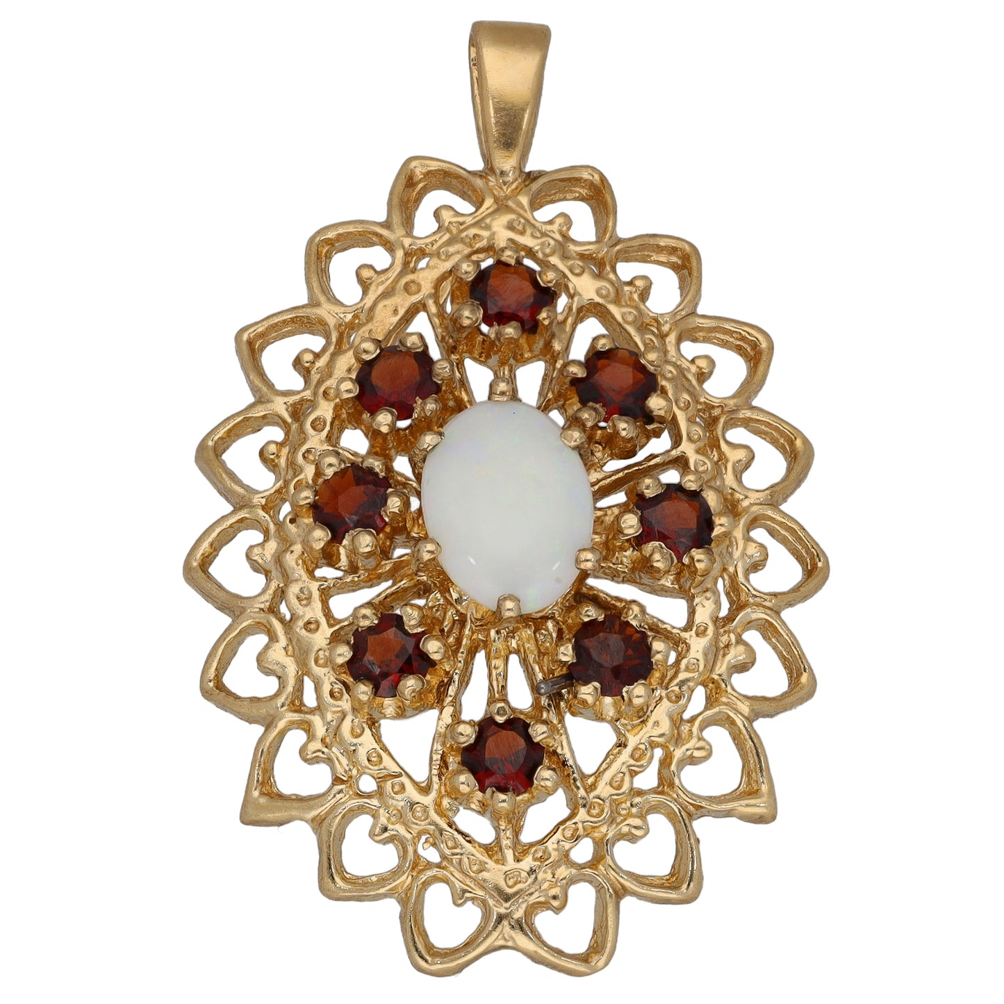 9ct Gold Opal & Garnet Alternative Pendant