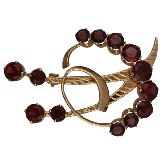9ct Gold Garnet Dress Brooch