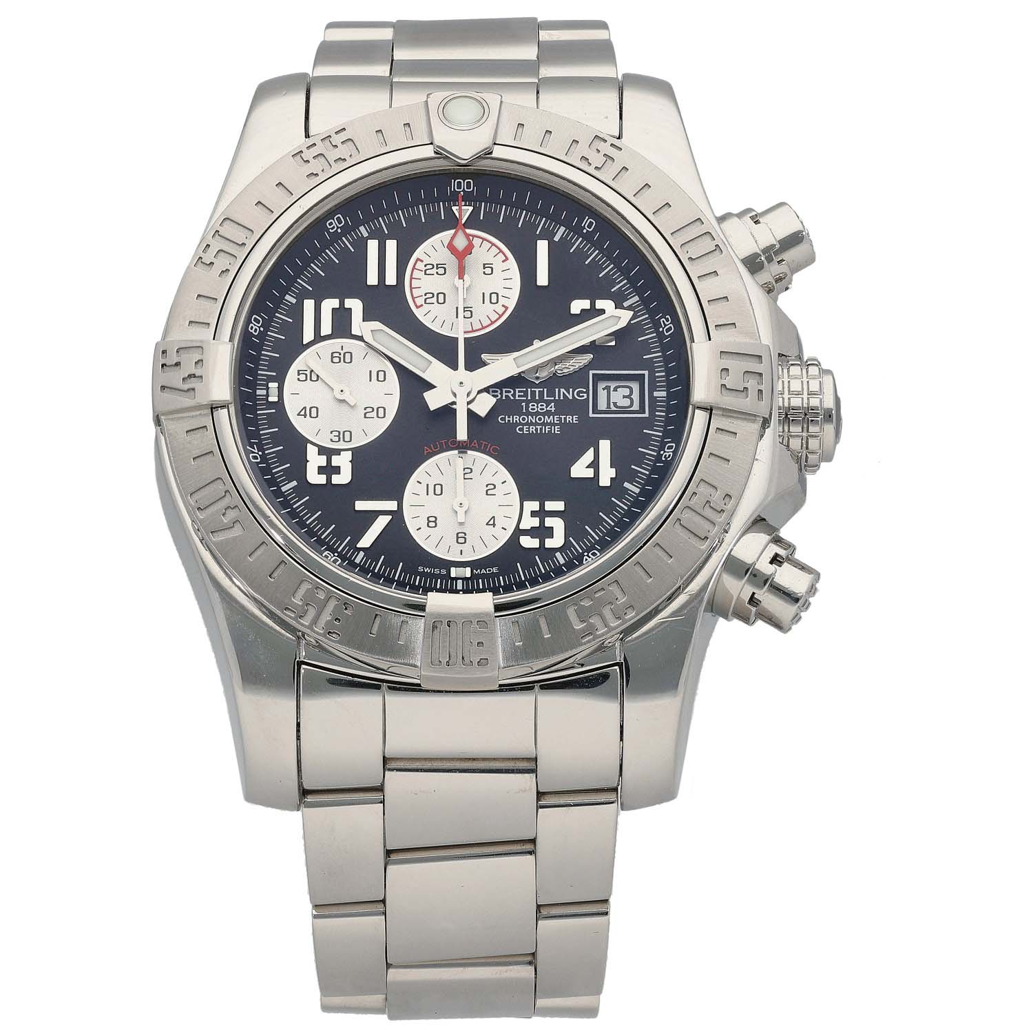 Breitling Avenger II A13381, stainless steel, grey dial, front image