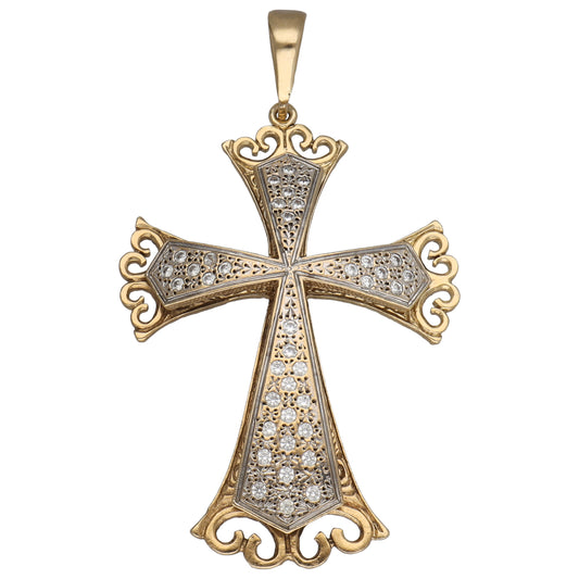 9ct Gold Cubic Zirconia Cross Pendant