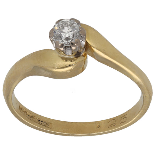 18ct Gold 0.25ct Diamond Solitaire Ring Size O