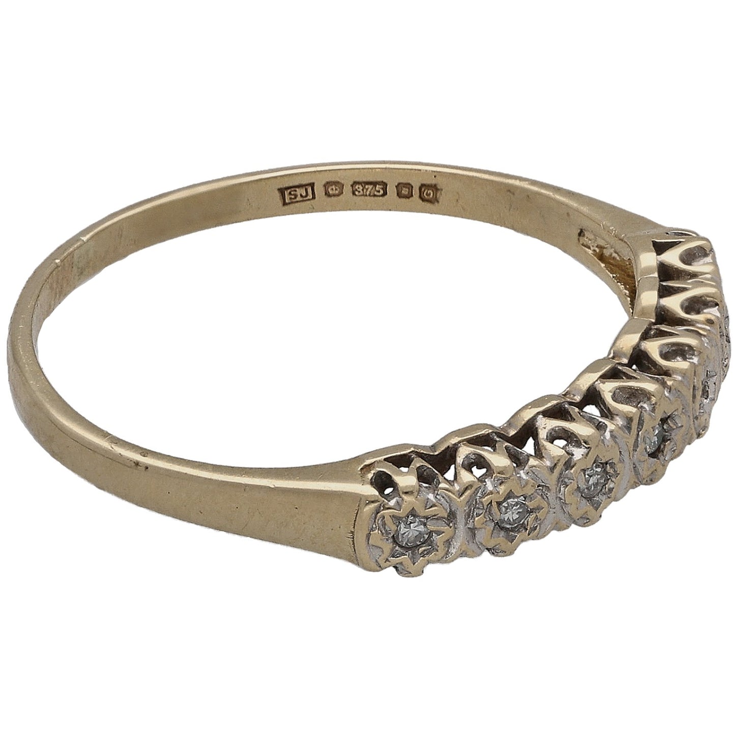 9ct Gold 0.07ct Diamond Half Eternity Ring Size O