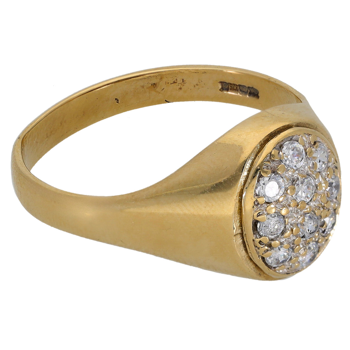 9ct gold ring with round cubic zirconia cluster setting