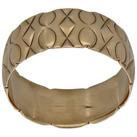 9ct Gold Patterned Wedding Ring Size O