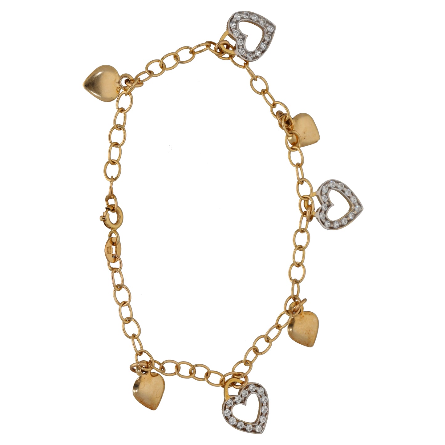 9ct Gold Cubic Zirconia Charm Bracelet