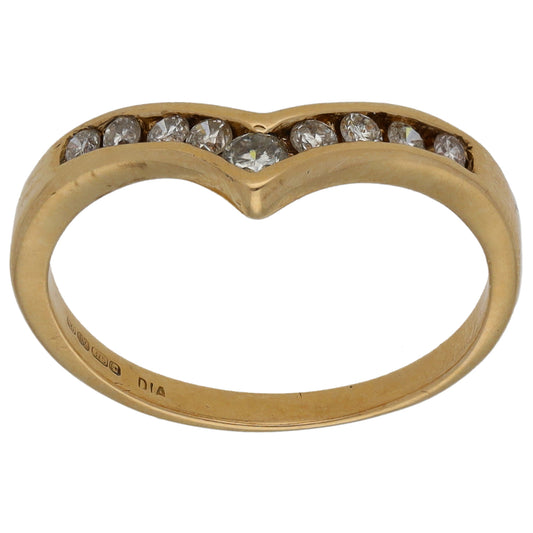9ct Gold 0.25ct Diamond Wishbone Ring Size L