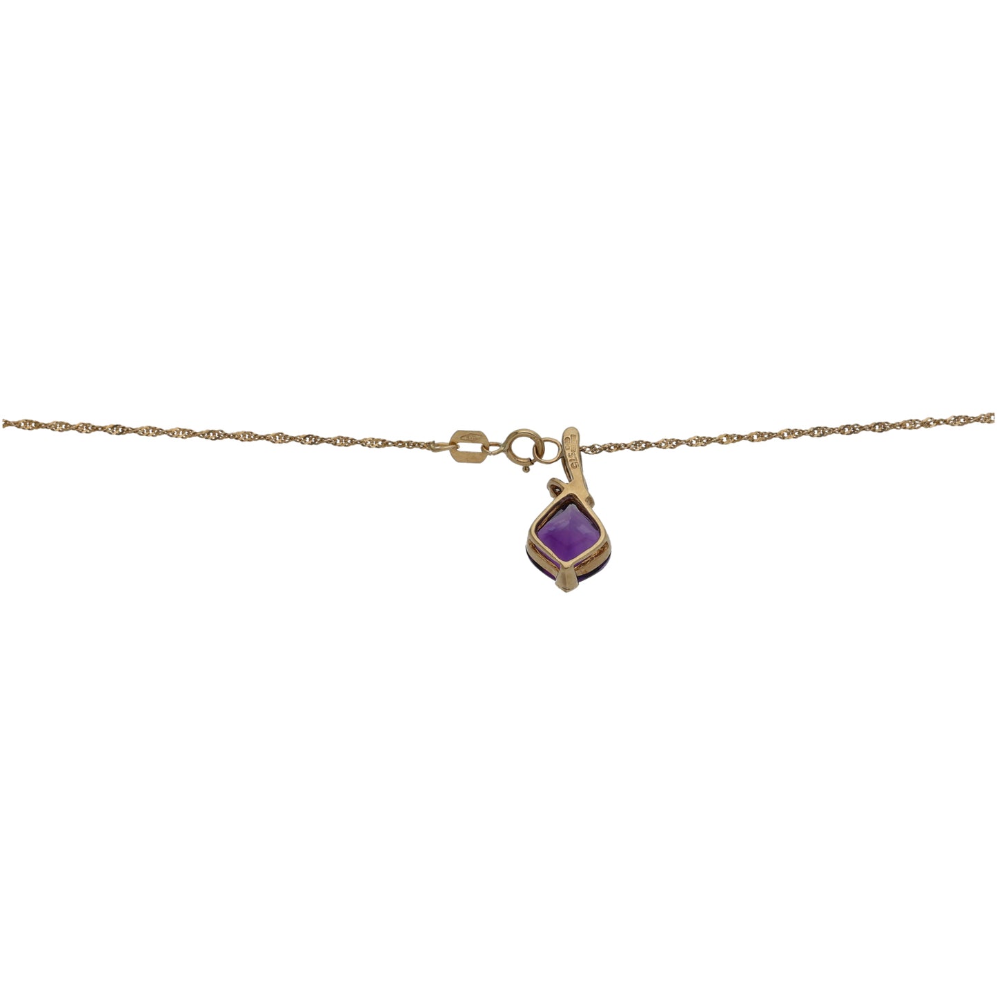 9ct Gold 0.01ct Diamond & Amethyst Alternative Pendant With Chain