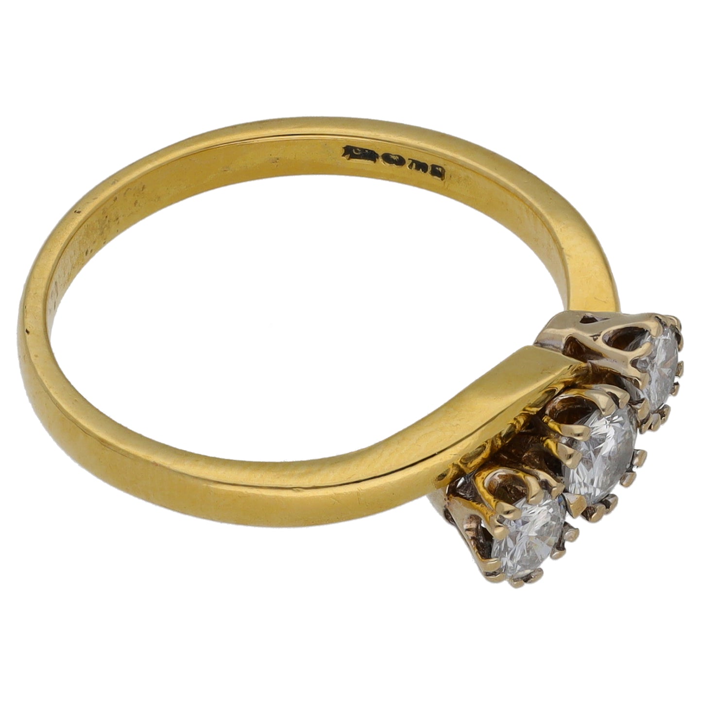 18ct Gold 0.50ct Diamond Trilogy Ring Size P