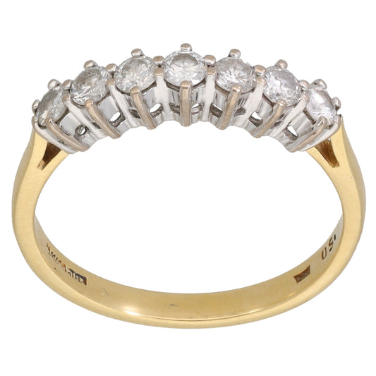 18ct Gold 0.50ct Diamond Half Eternity Ring Size O