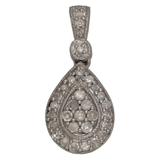 9ct White Gold 0.62ct Diamond Earrings & Pendant Jewellery Set