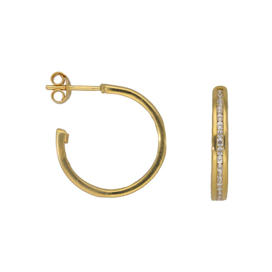 18ct Gold Cubic Zirconia Hoop Earrings
