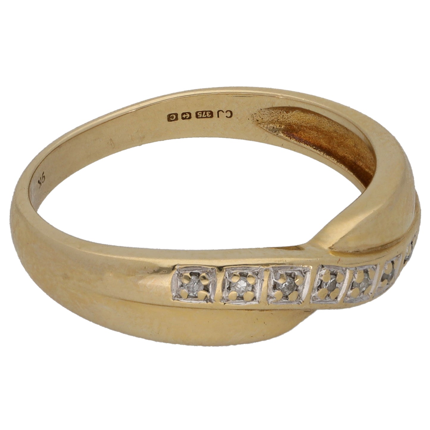 9ct Gold 0.035ct Diamond Half Eternity Ring Size N