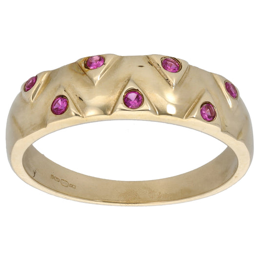 9ct Gold Ruby Half Eternity Ring Size N