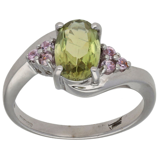 18ct White Gold Diaspore & Sapphire Dress/Cocktail Ring Size N