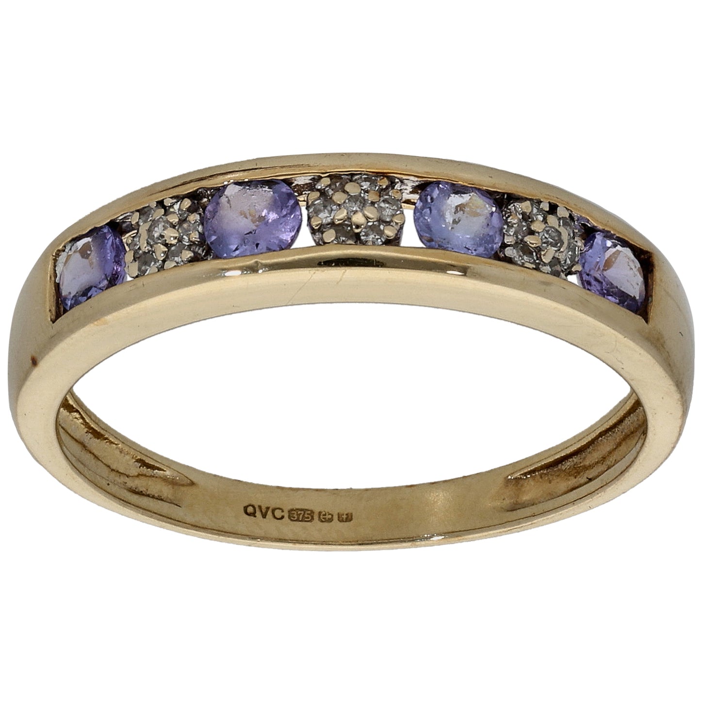9ct Gold 0.105ct Diamond & Tanzanite Dress/Cocktail Ring Size R