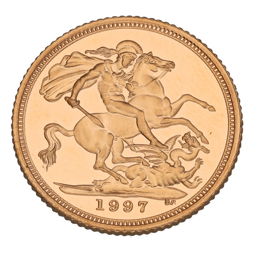 22ct Gold Queen Elizabeth II Half Sovereign Coin 1997