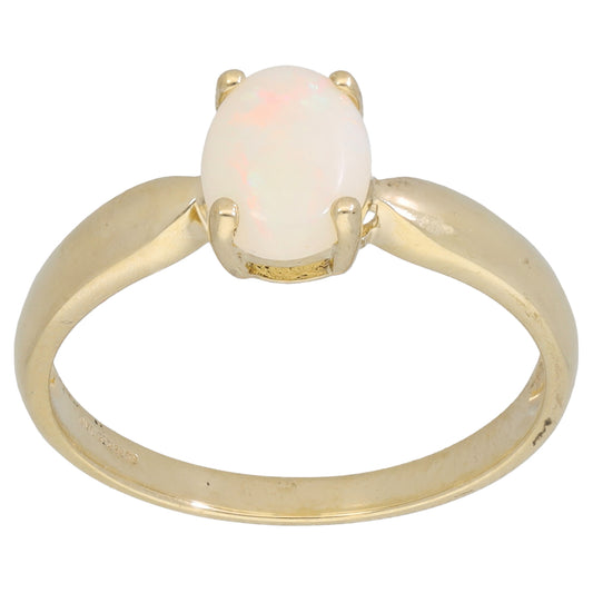 9ct Gold Opal Single Stone Ring Size P