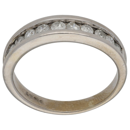 9ct Gold 0.50ct Diamond Half Eternity Ring Size L