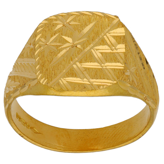 22ct Gold Patterned Signet Ring Size U