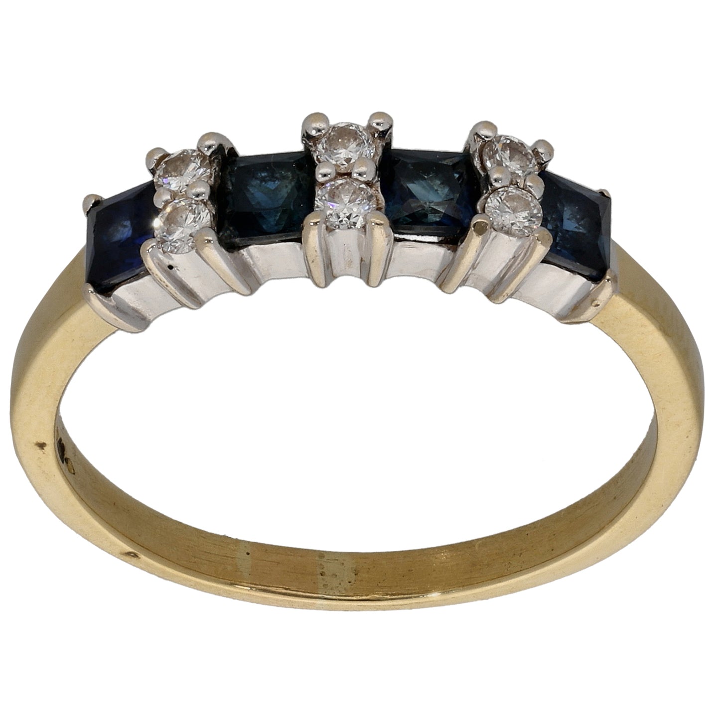 18ct Gold 0.18ct Diamond & Sapphire Half Eternity Ring Size P