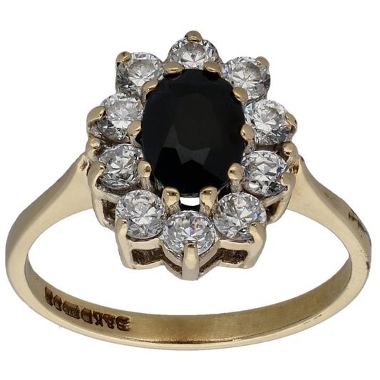 9ct Gold Sapphire & Cubic Zirconia Dress/Cocktail Ring Size K