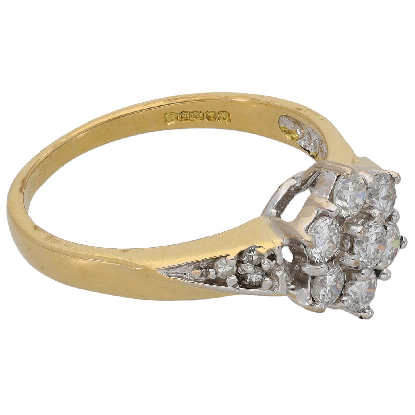 18ct Gold 0.69ct Diamond Cluster Ring Size O