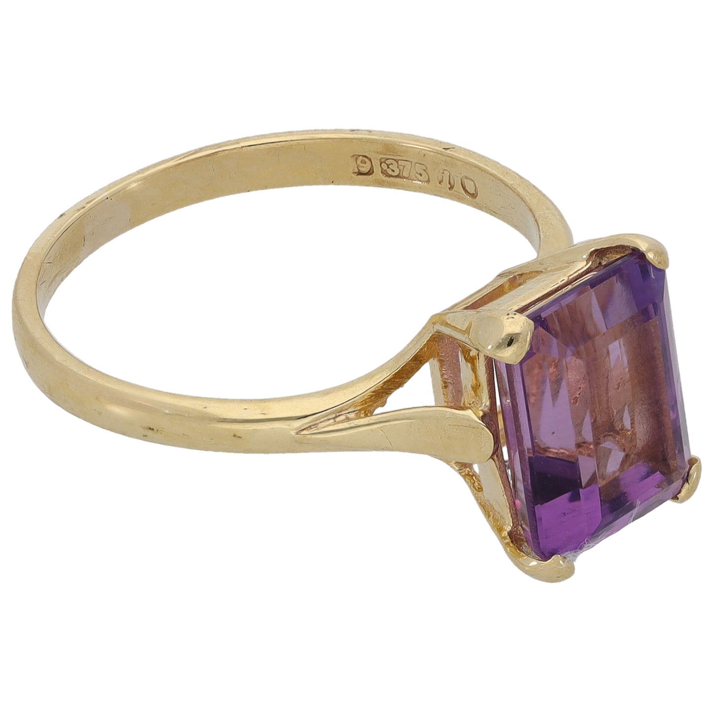 9ct Gold Amethyst Single Stone Ring Size L