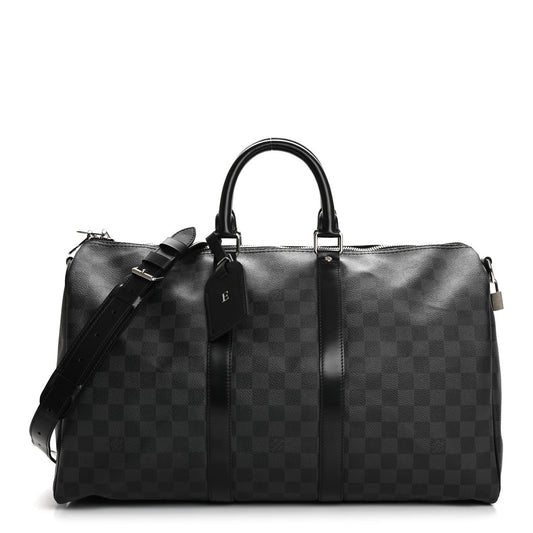 Louis Vuitton Keepall Bandoulière 45 Damier Graphite Coated Canvas Bag - Black