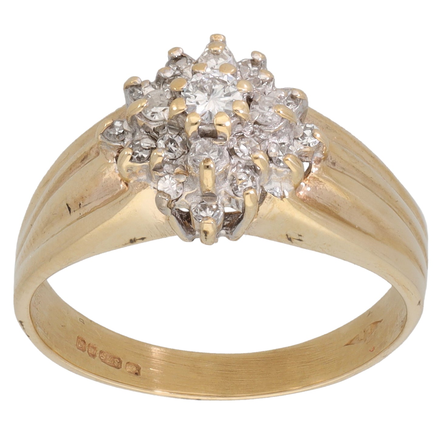 9ct Gold 0.34ct Diamond Cluster Ring Size P
