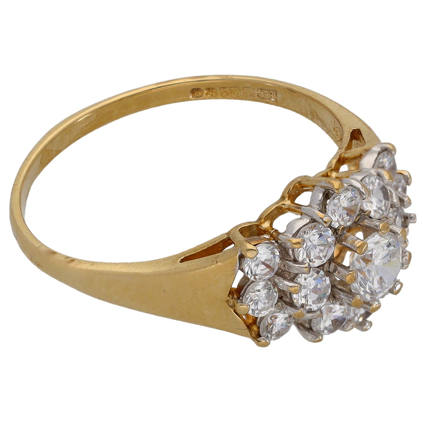 9ct Gold Cubic Zirconia Dress/Cocktail Ring Size P