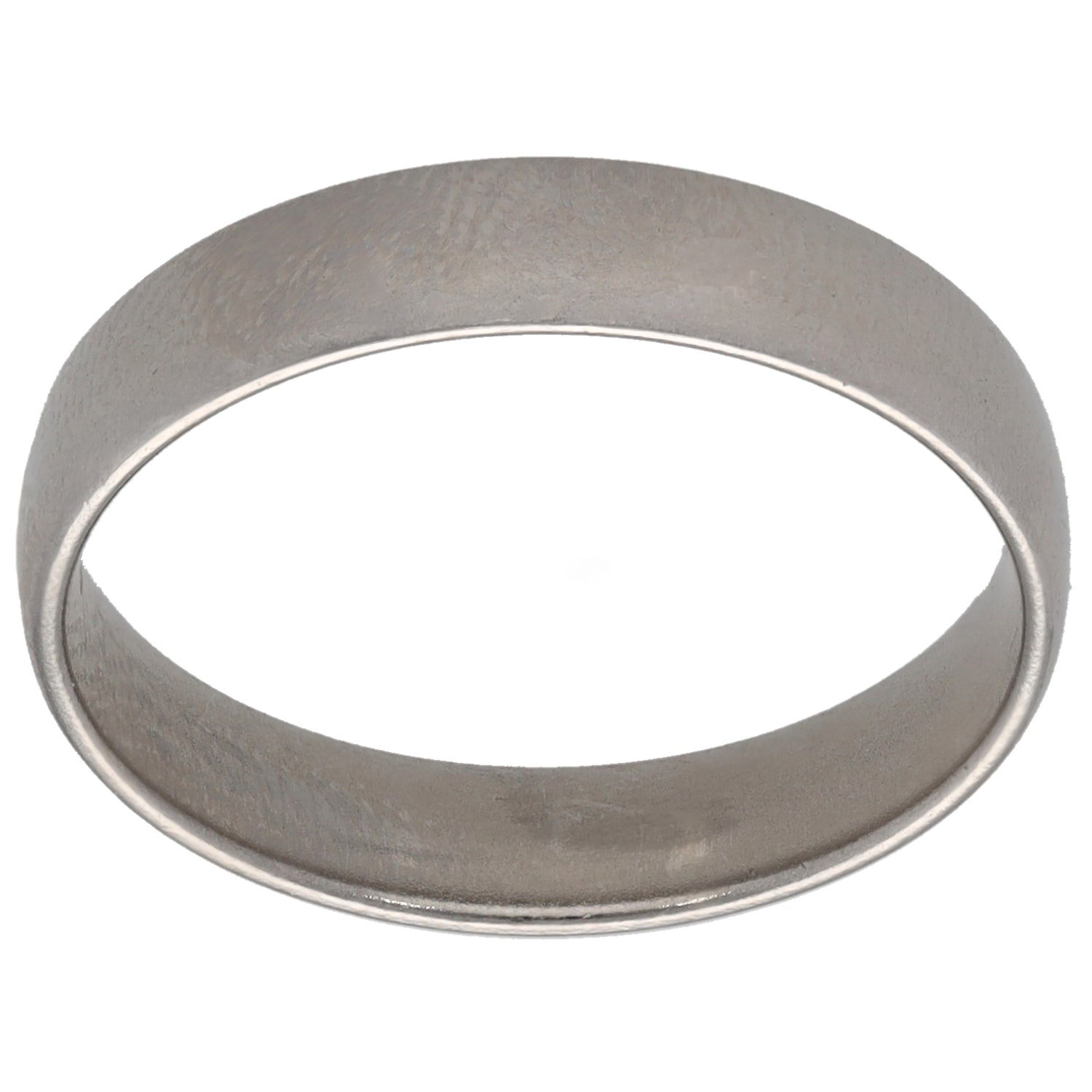 Plain polished metal wedding ring band with smooth, flat profile