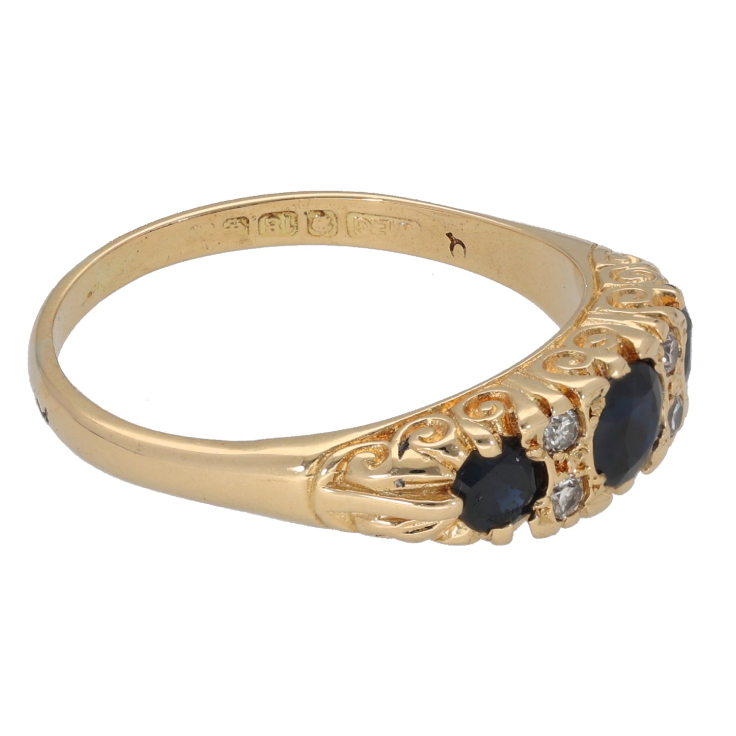 18ct Gold 0.08ct Diamond & Sapphire Dress/Cocktail Ring Size O