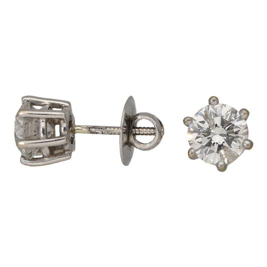 18ct White Gold 2.24ct Diamond Solitaire Earrings