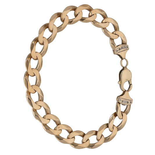 9ct Gold 0.10ct Diamond Curb Bracelet