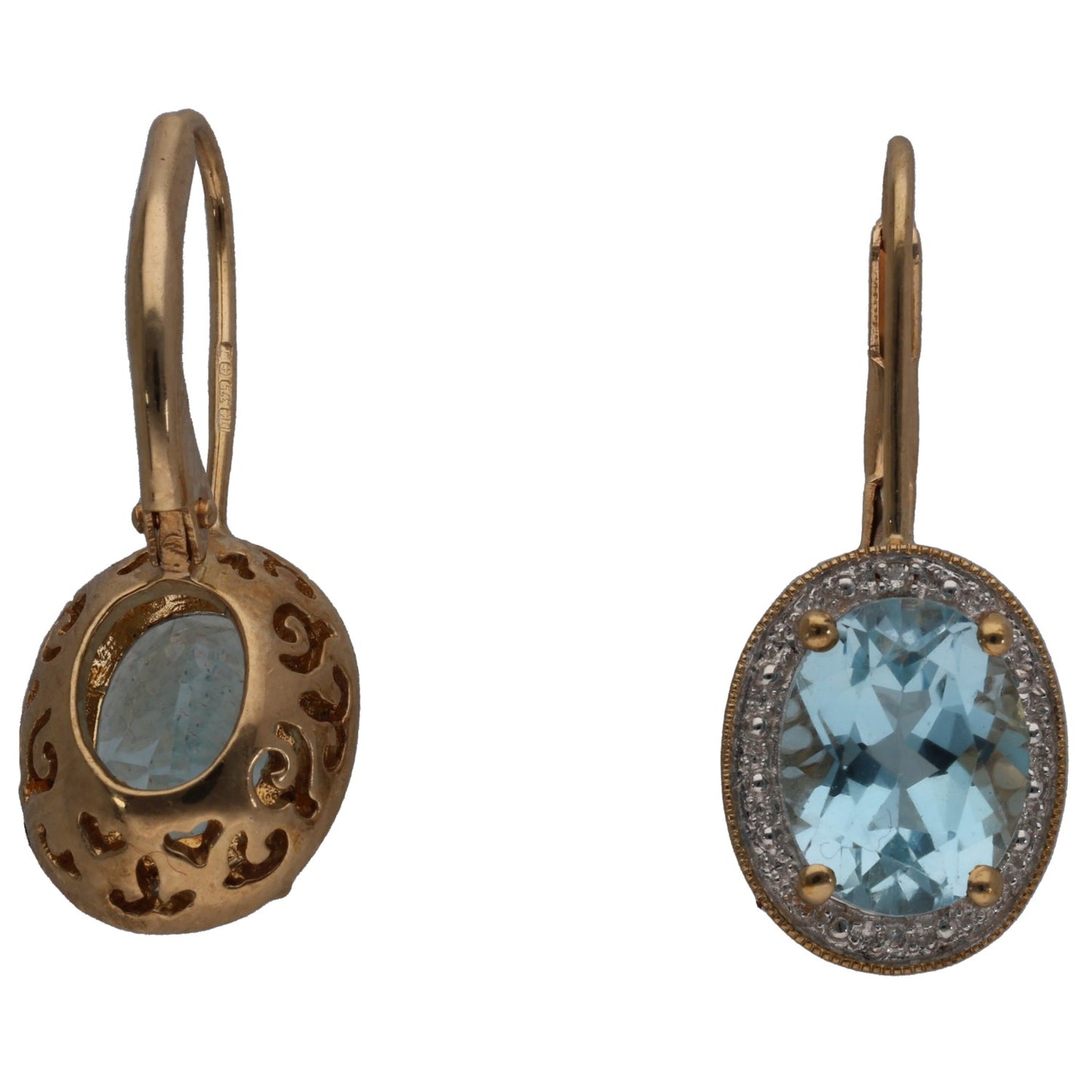 9ct Gold Topaz & 0.02ct Diamond Drop Earrings