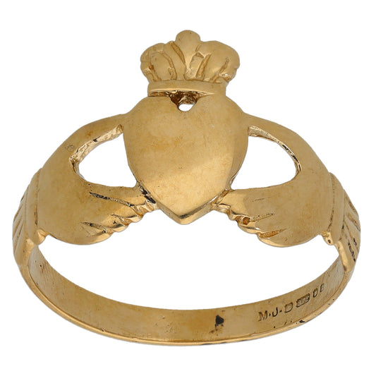 9ct Gold Claddagh Ring Size R