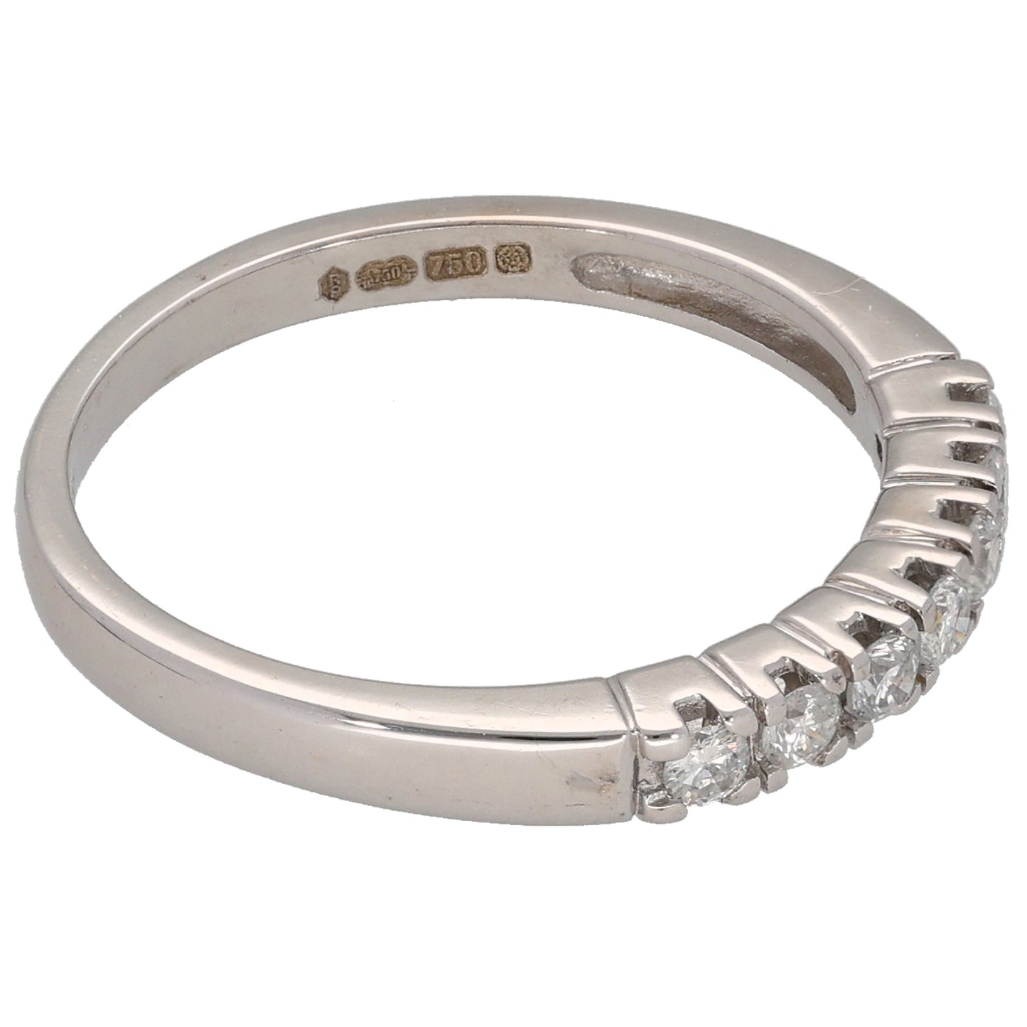 18ct White Gold 0.25ct Diamond Half Eternity Ring Size O