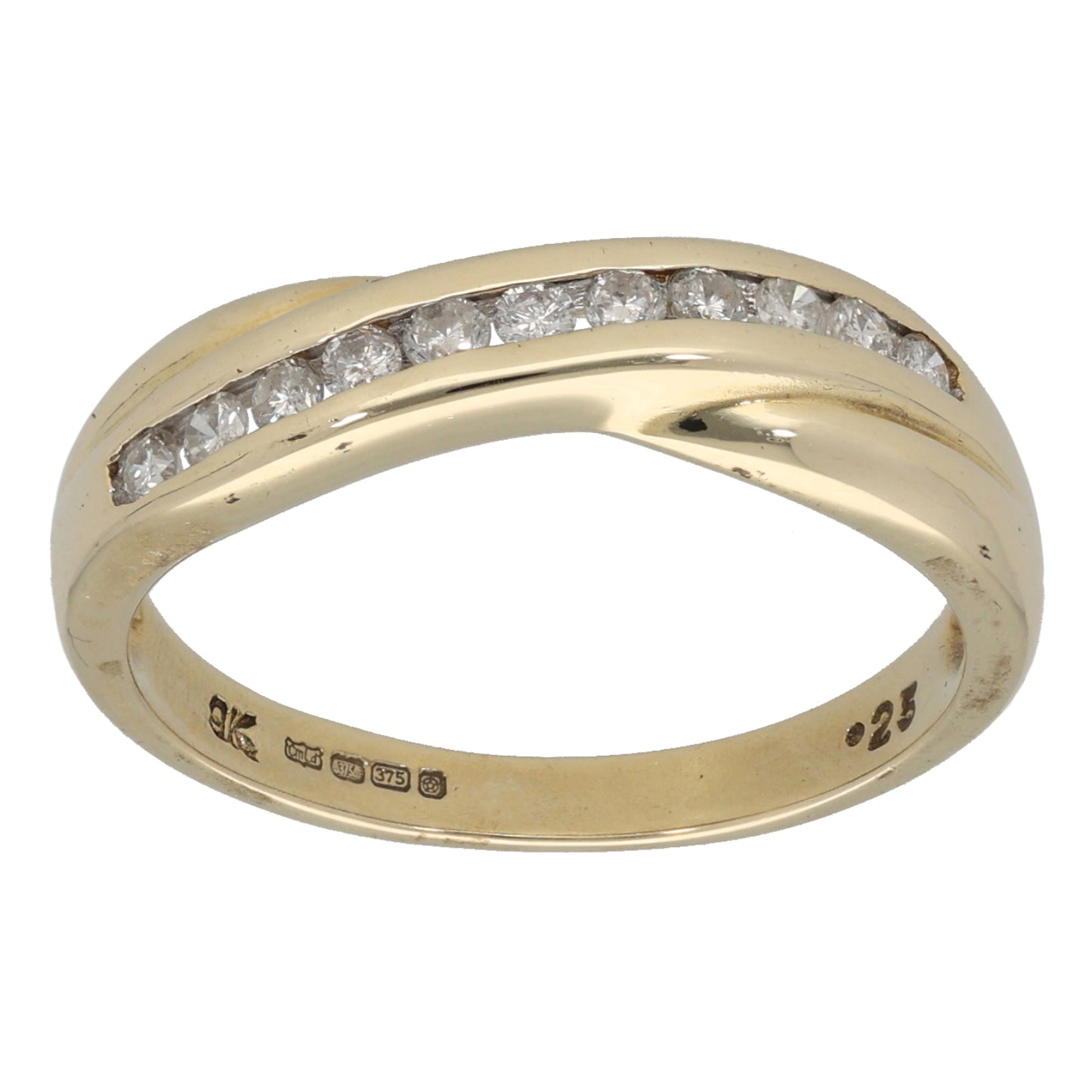 9ct Gold 0.25ct Diamond Half Eternity Ring Size P