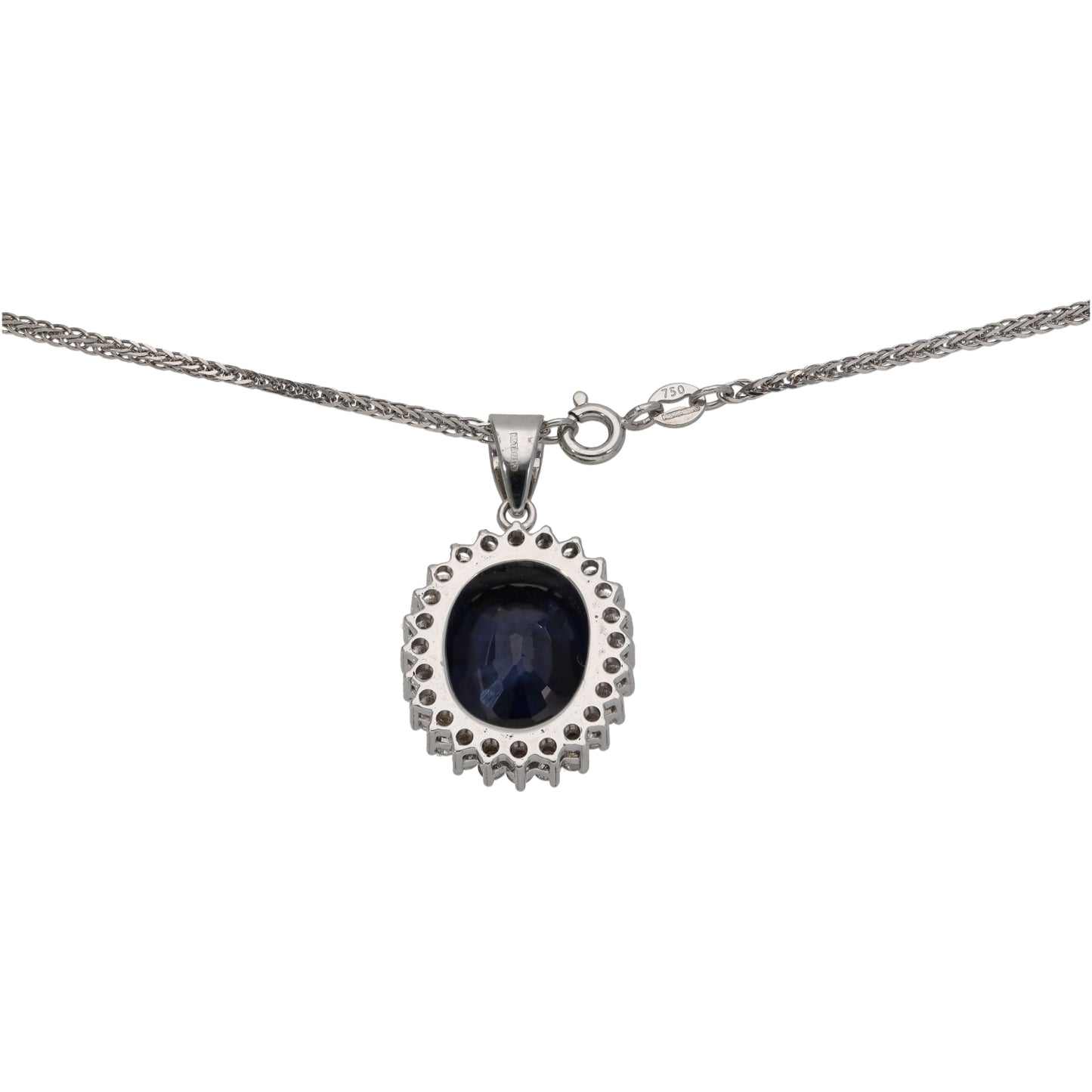 18ct White Gold 1.00ct Cluster Pendant With Chain