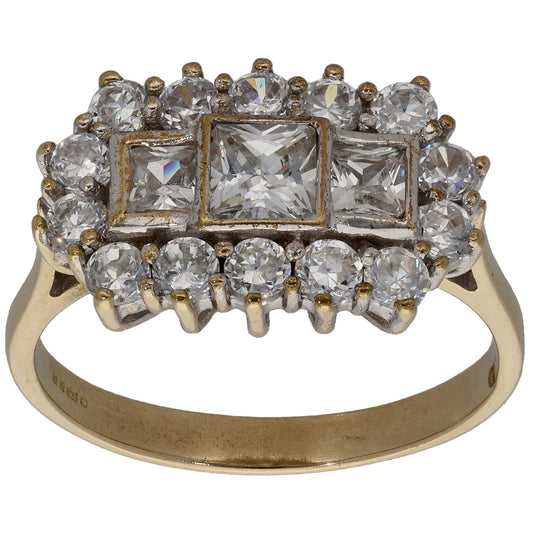 9ct Gold Cubic Zirconia Dress/Cocktail Ring Size O
