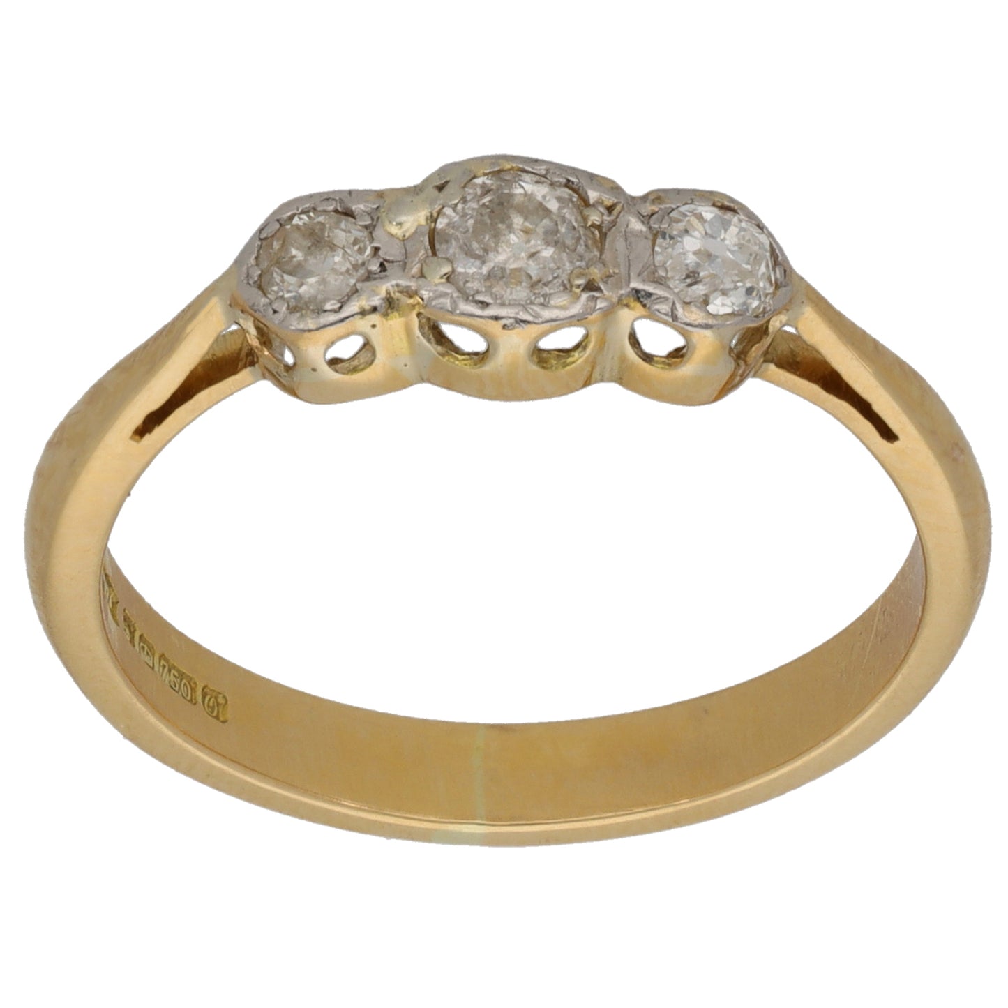 18ct Gold 0.29ct Diamond Trilogy Ring Size O