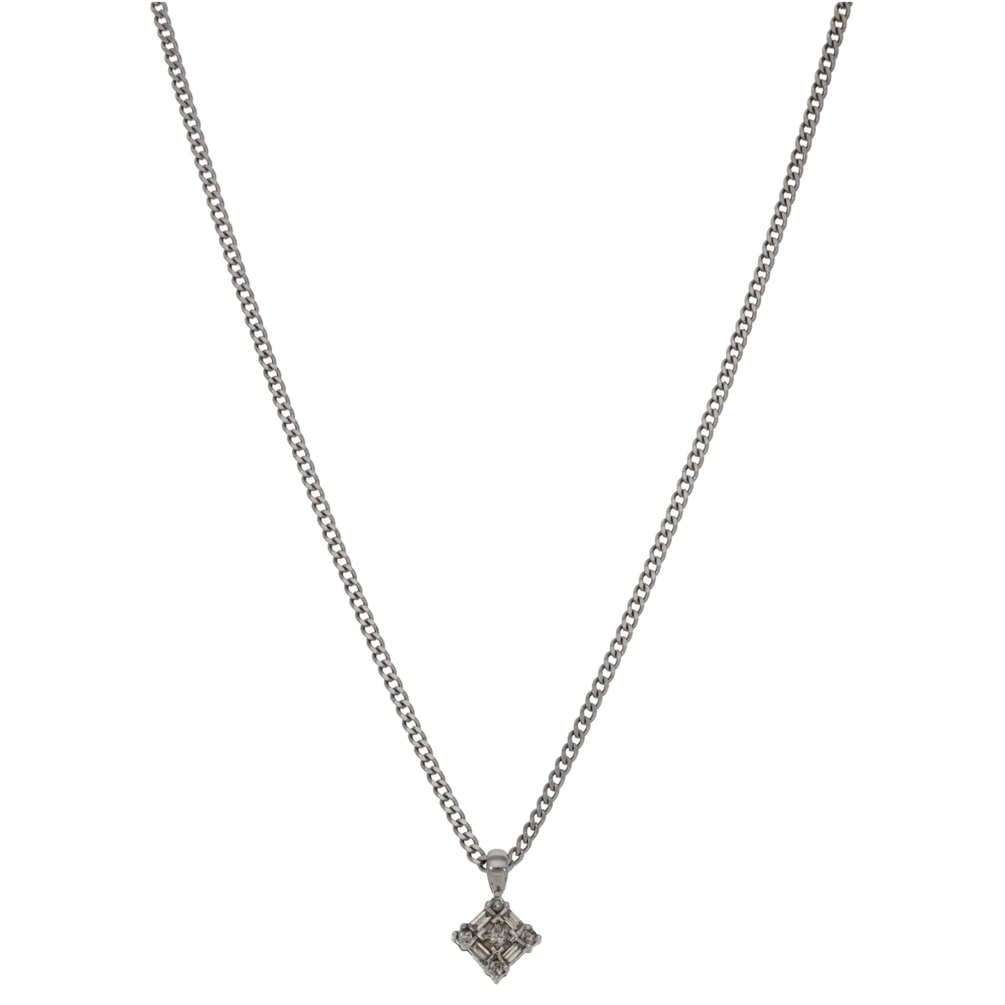 9ct White Gold 0.27ct Diamond Dress/Cocktail Pendant With Chain