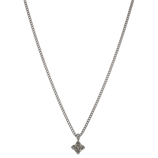 9ct White Gold 0.27ct Diamond Dress/Cocktail Pendant With Chain