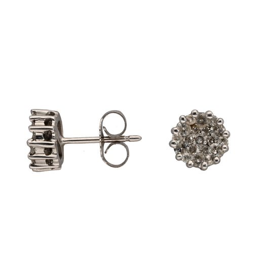 9ct White Gold 0.36ct Diamond Cluster Earrings