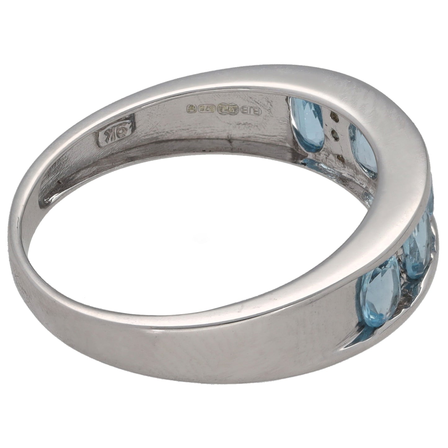 9ct White Gold Topaz & 0.06ct Diamond Dress/Cocktail Ring Size P