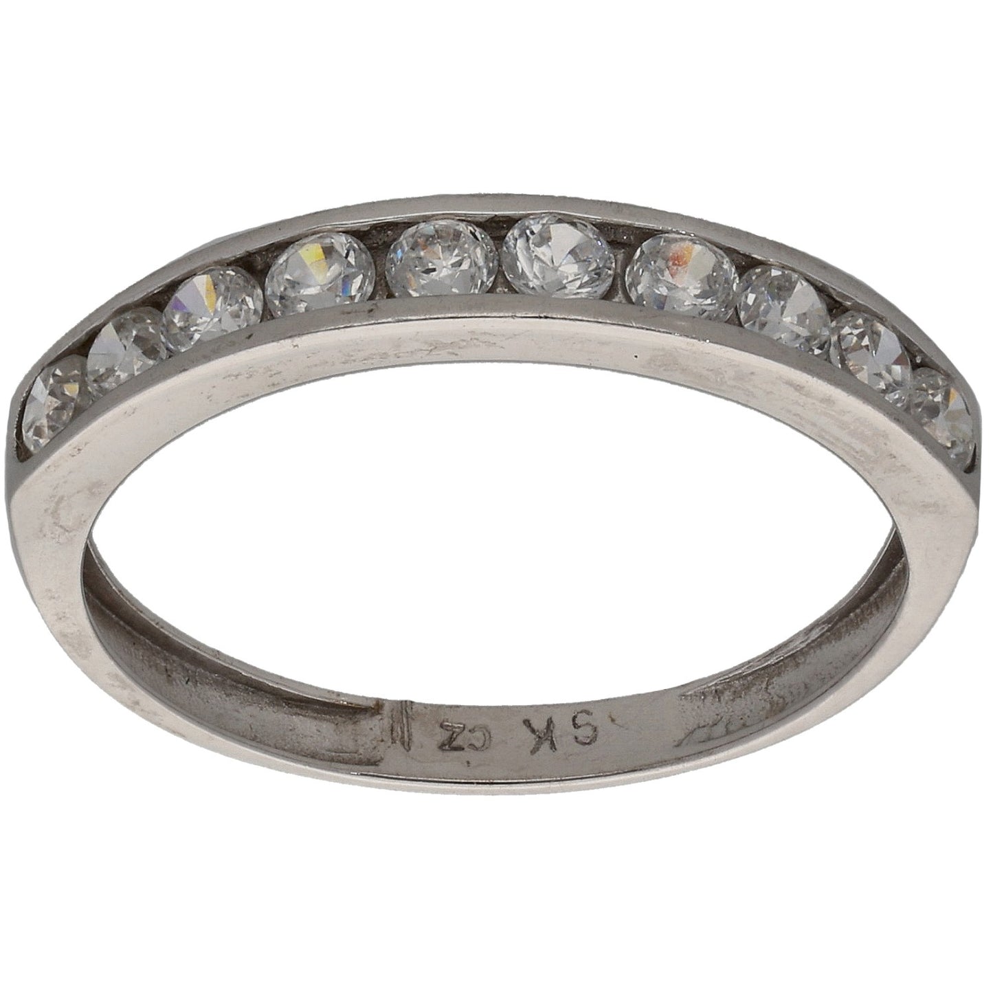 9ct White Gold Cubic Zirconia Half Eternity Ring Size Q