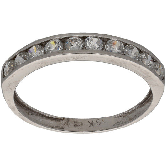 9ct White Gold Cubic Zirconia Half Eternity Ring Size Q