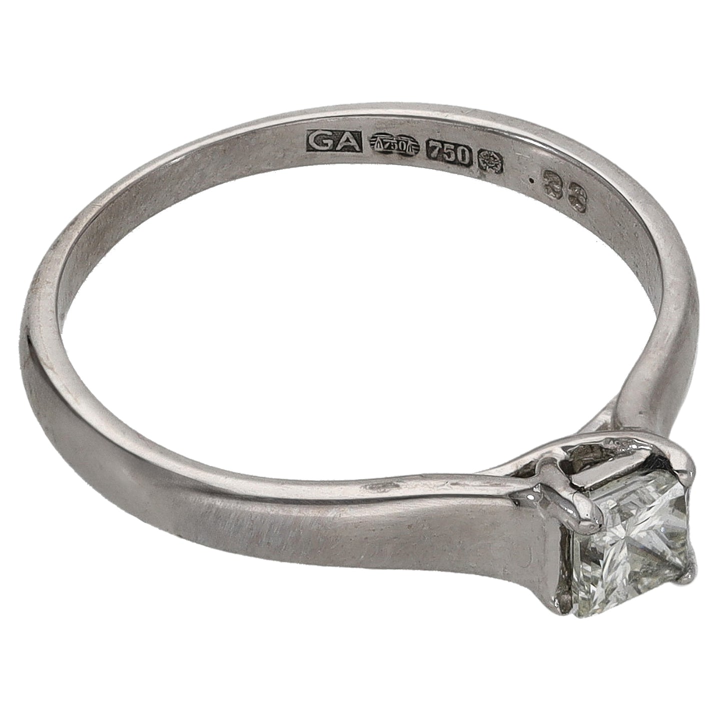 18ct White Gold 0.33ct Diamond Solitaire Ring Size L