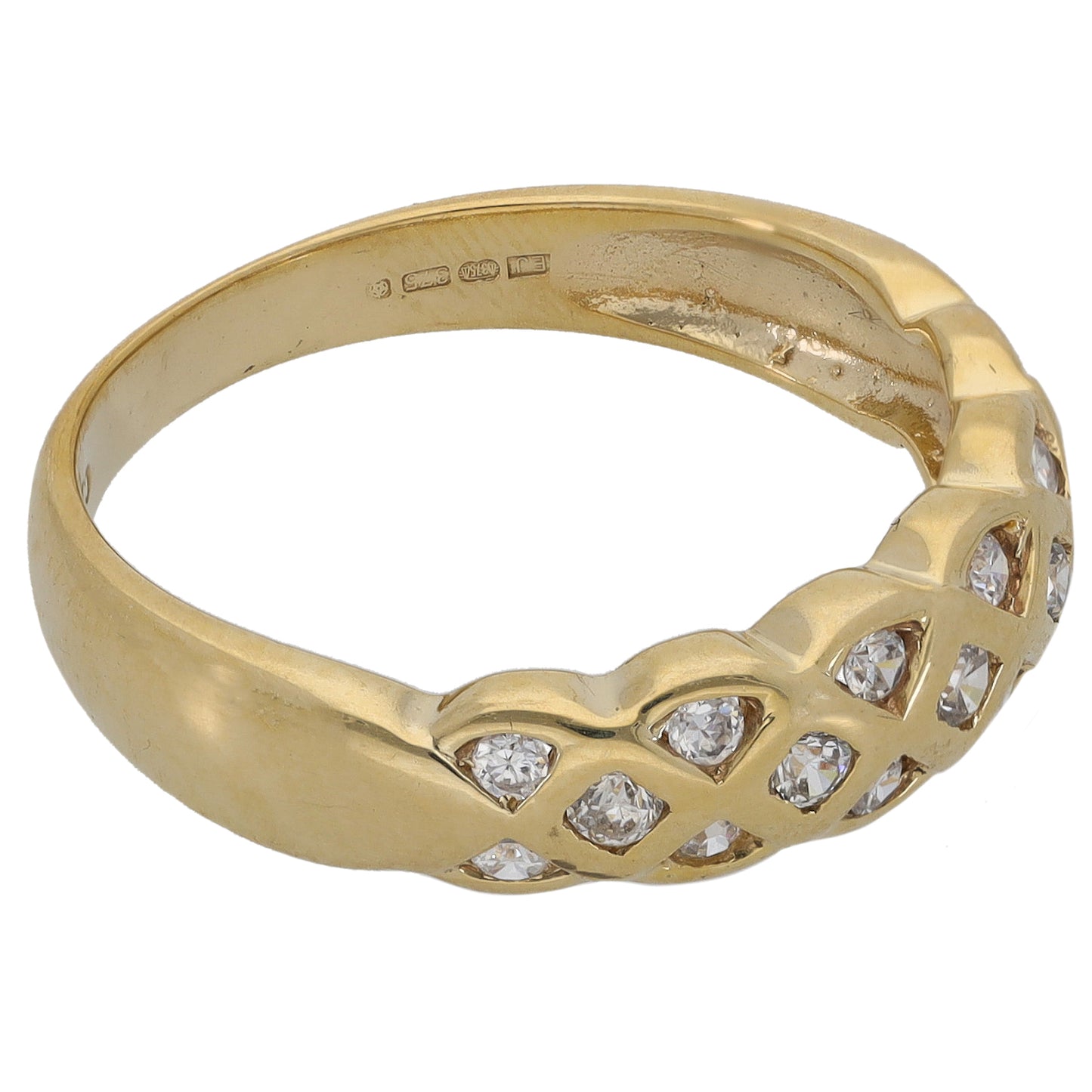 9ct Gold Cubic Zirconia Half Eternity Ring Size O